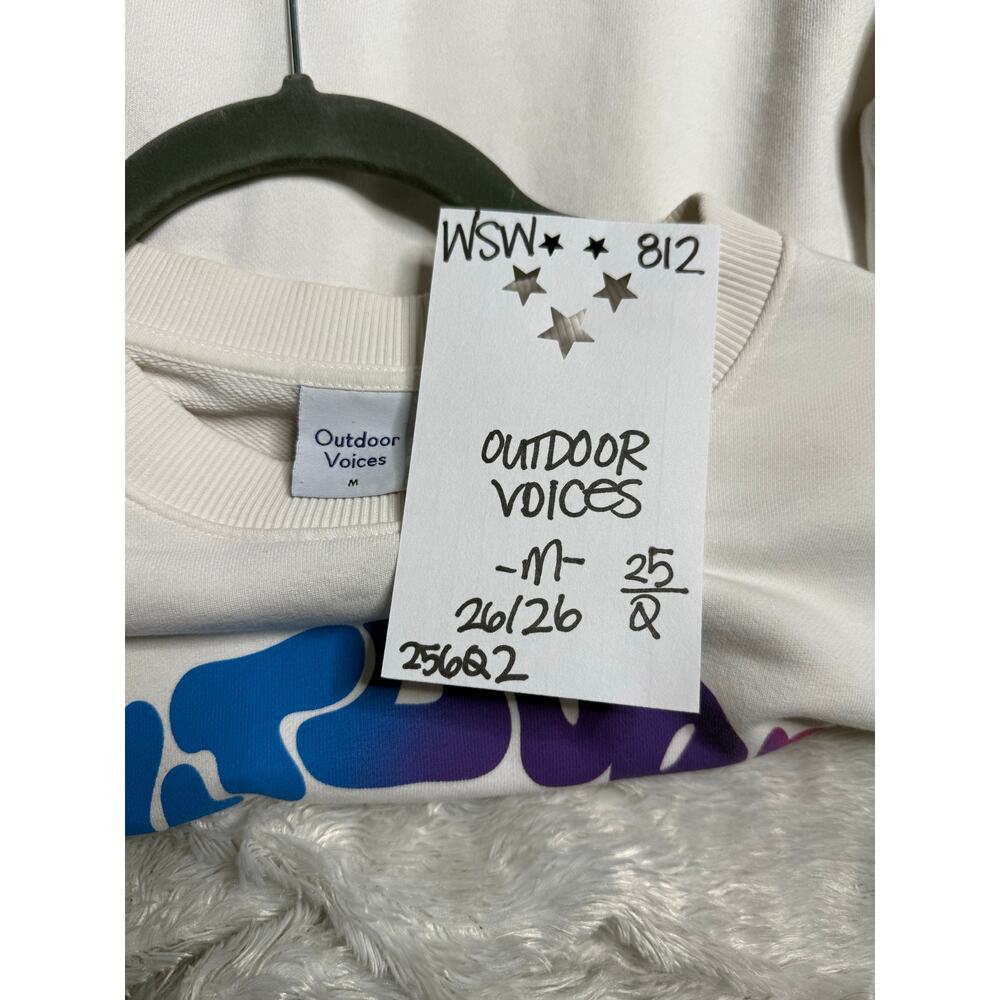 Outdoor Voices Sweatshirt Women's Medium White Long Sleeve Color Logo Oversized - Picture 3 of 5